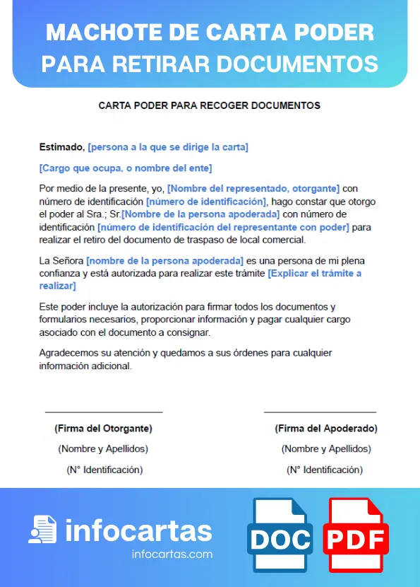 Machote De Carta Poder Para Recoger Documentos