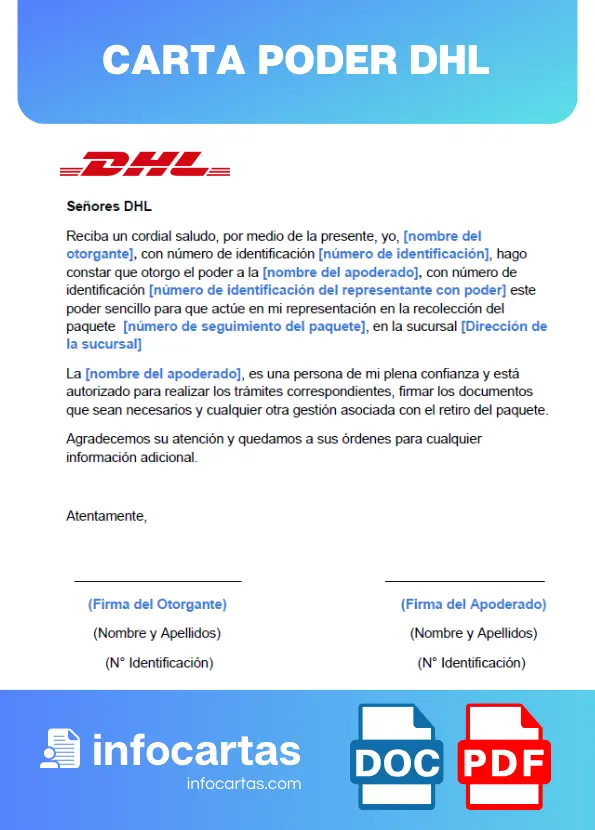 ejemplo de carta poder DHL