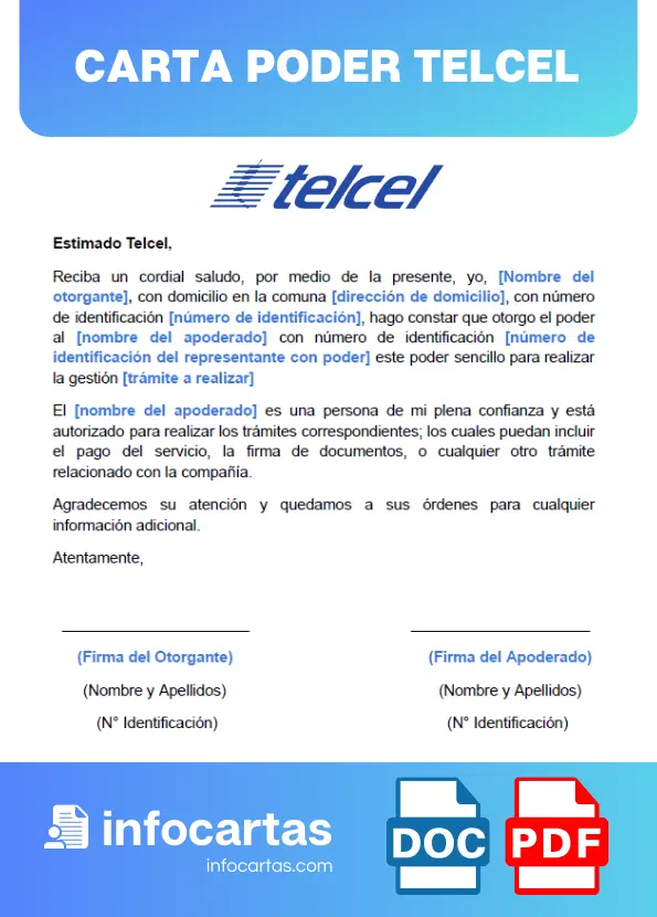 ejemplo de carta poder telcel