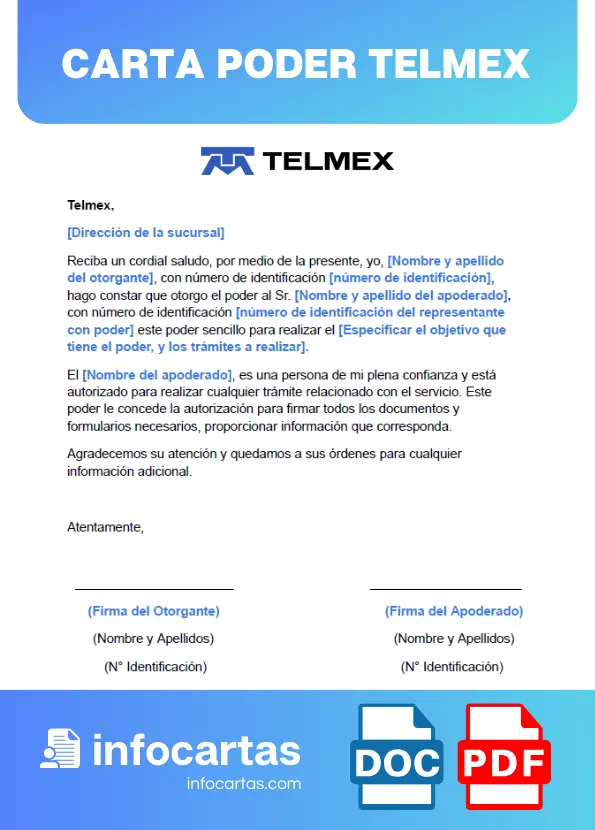 ejemplo de carta poder telmex