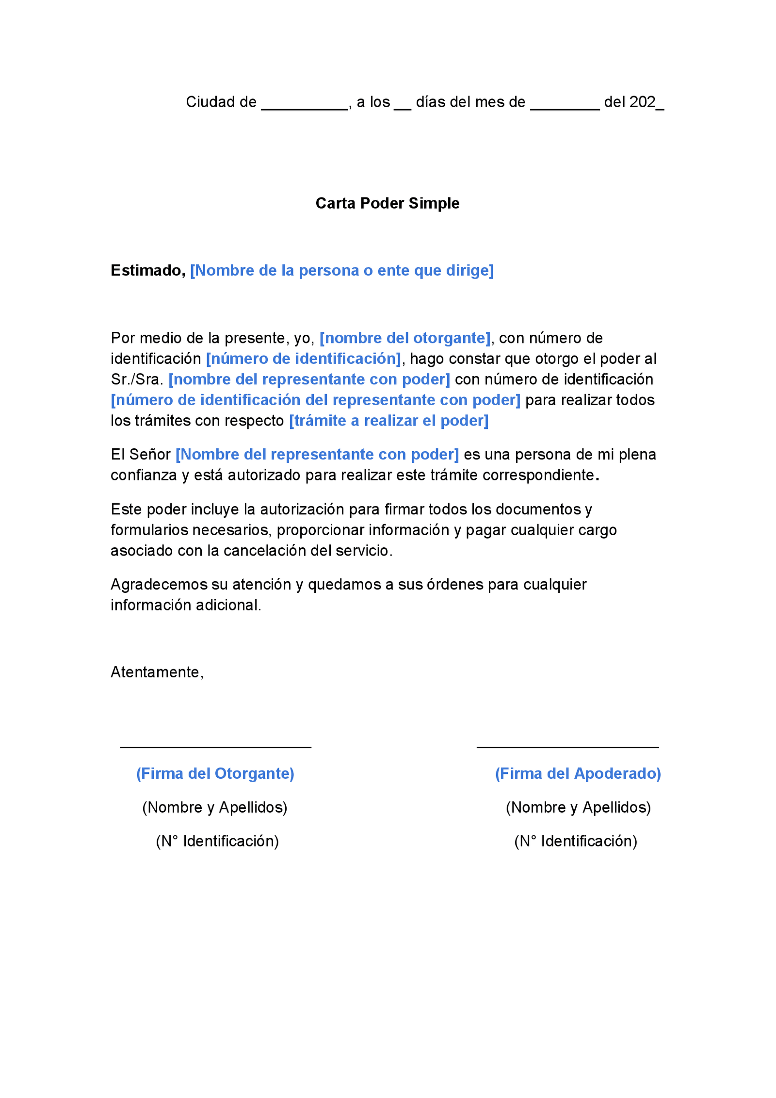  machote de carta poder simple ejemplos y formatos gratis